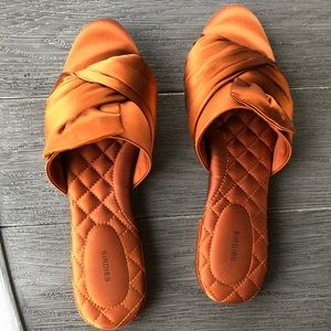 Birdies Orange Satin Mules